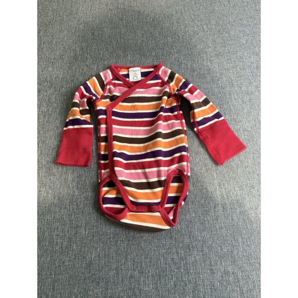 Polarn O. Pyret Sweden Baby Long Sleeve Striped Wrap Crossover Bodysuit Sz 2-4 M